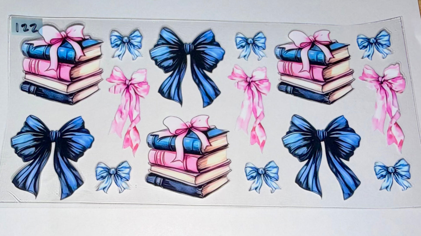 Books Bow Blue Pink