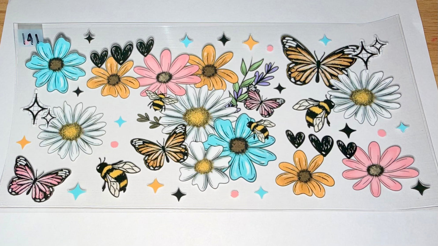 Floral Butterflies Blue Orange