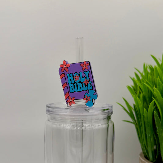 Bible Purple Straw Topper