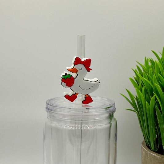 Duck Strawberry Straw Topper