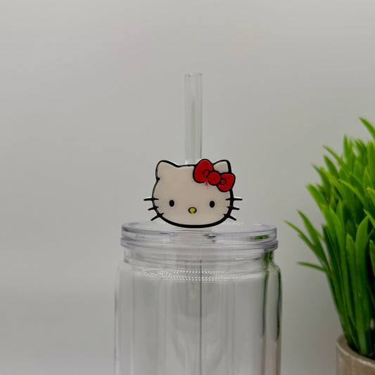 Kitty Red Straw Topper