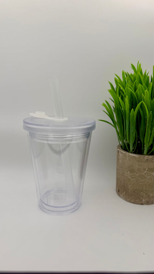 12oz Kids Tapered Tumbler | Colored Leakproof Lid & Boba Straw [Blank Cup]
