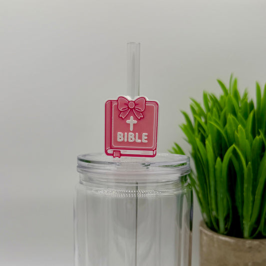 Bible Pink Straw Topper