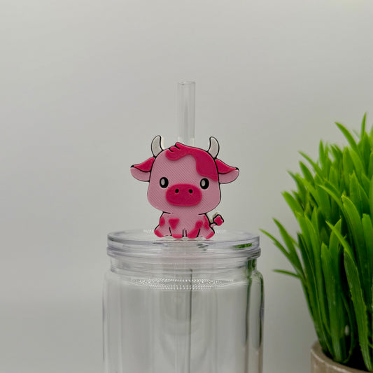 Cow Pink Straw Topper
