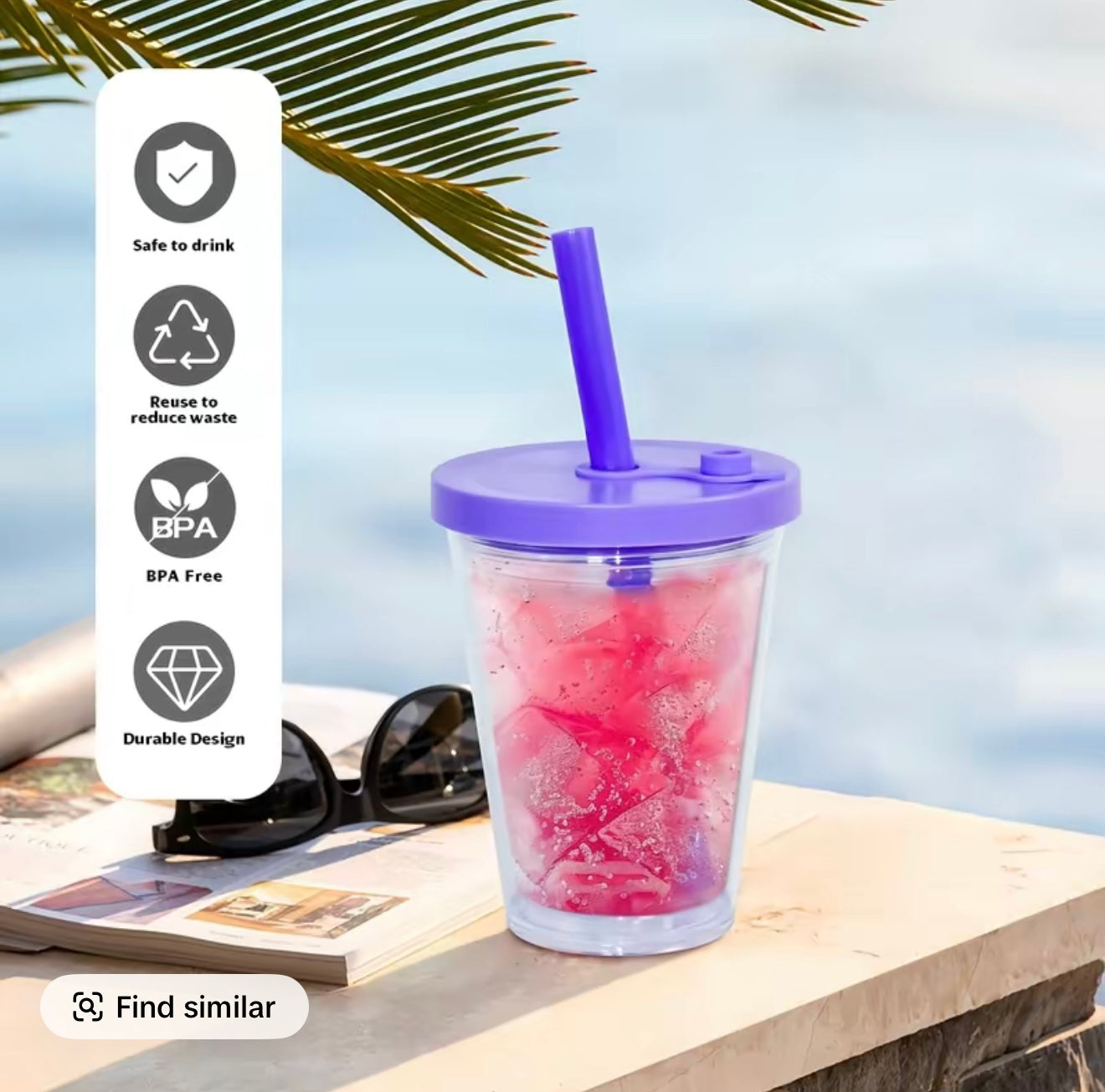 12oz Kids Tapered Tumbler | Colored Leakproof Lid & Colored Straw [Blank Cup]