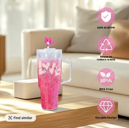 30oz Acrylic Handle Tumbler | Leakproof Lid & Straw [Blank Cup]