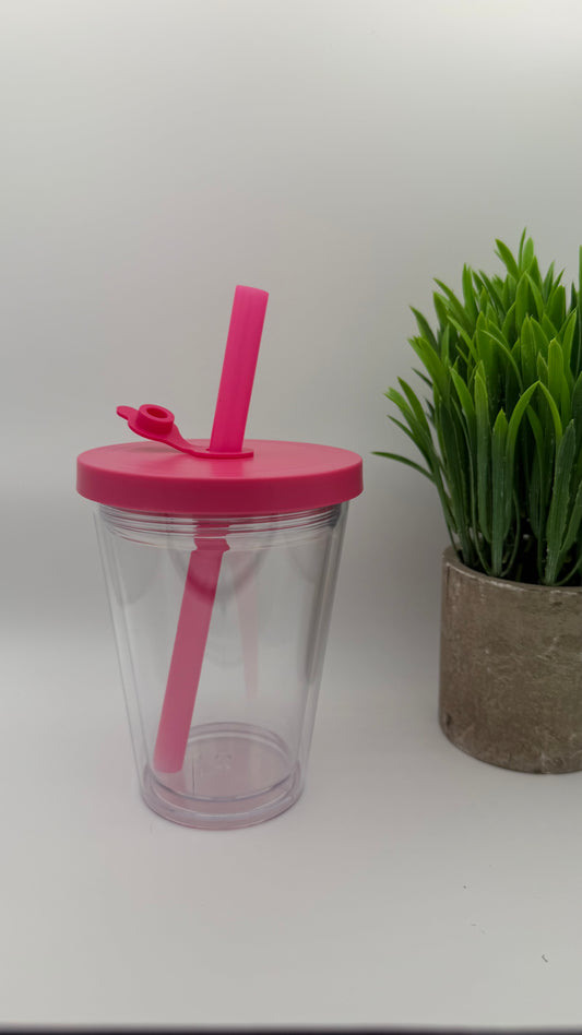 12oz Kids Tapered Tumbler | Colored Leakproof Lid & Boba Straw [Blank Cup]