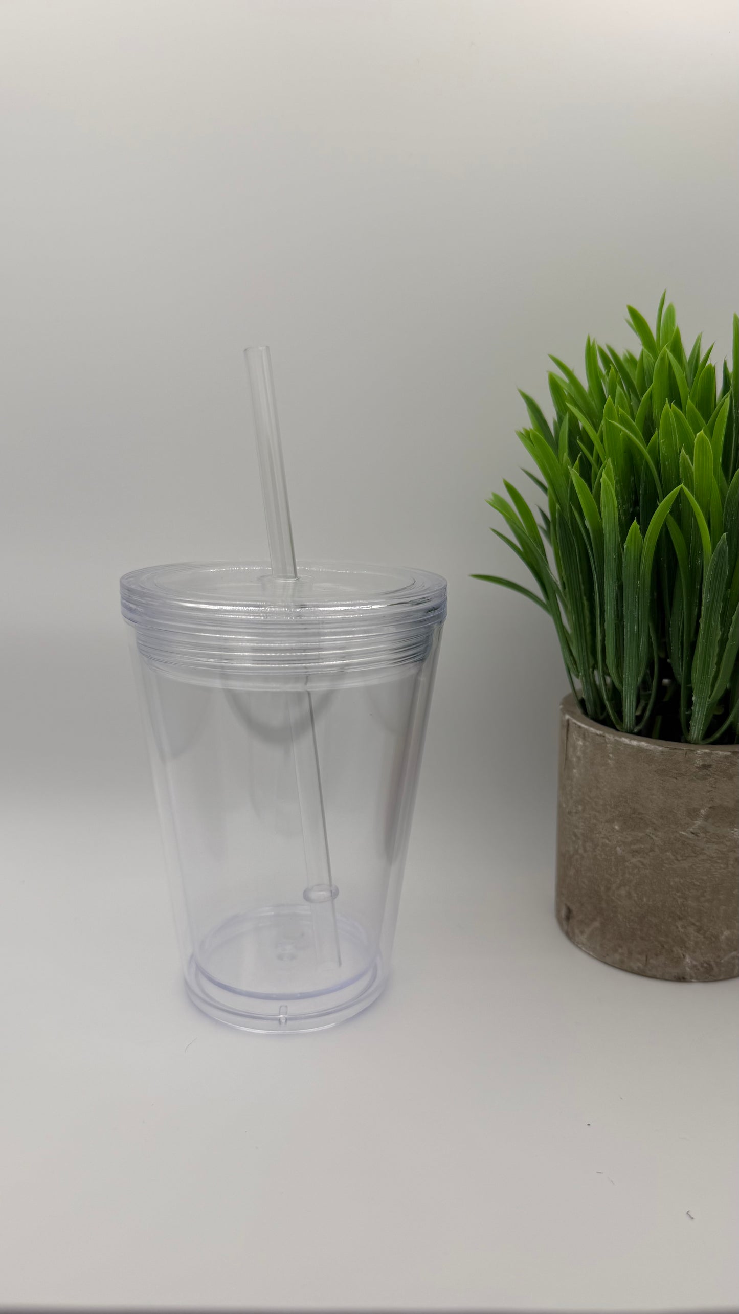12oz Kids Tapered Tumbler | Clear Lid & Straw [Blank Cup]