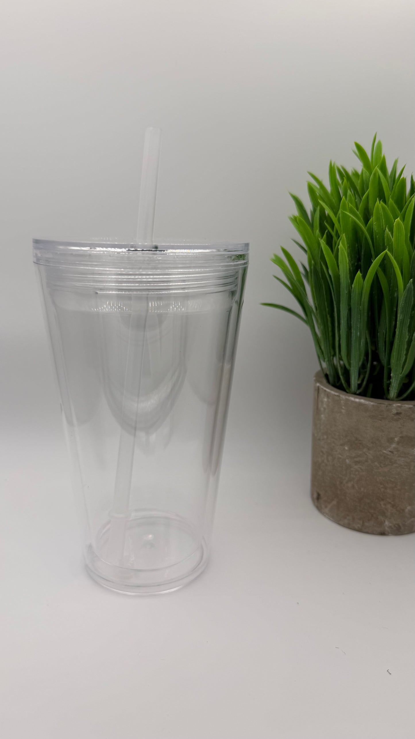 16oz Acrylic Tapered Tumbler | Clear Lid & Straw [Blank Cup]