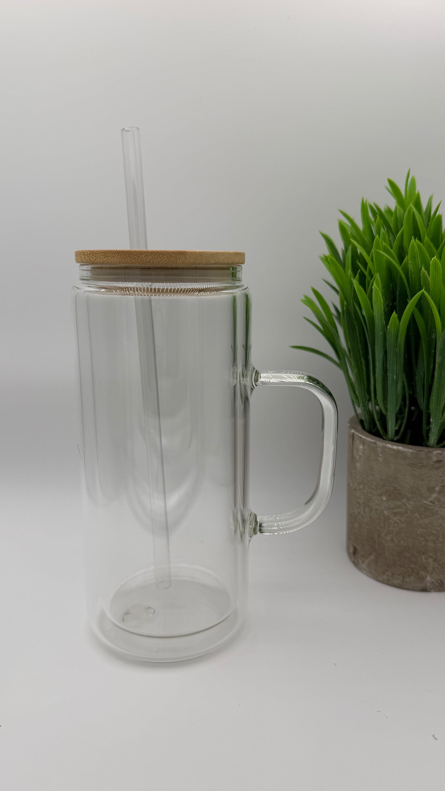20oz Glass Tumbler | Bamboo Lid & Glass Straw [Blank Cup]