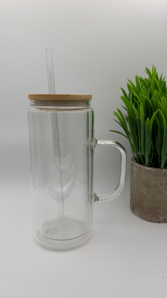20oz Glass Tumbler | Bamboo Lid & Glass Straw [Blank Cup]