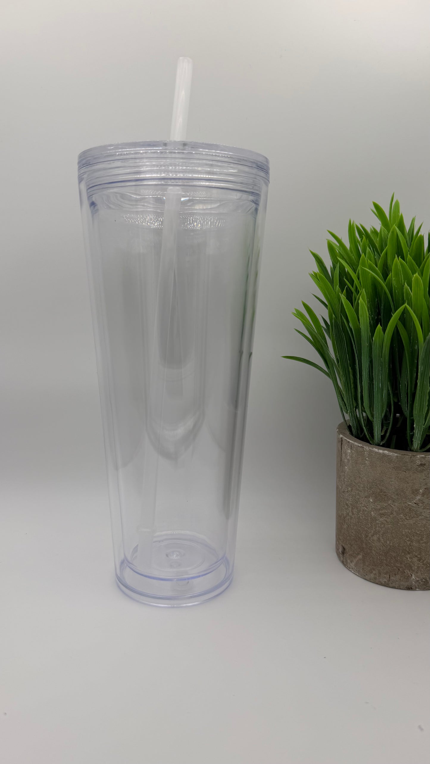 24oz Acrylic Tapered Tumbler | Clear Lid & Straw [Blank Cup]