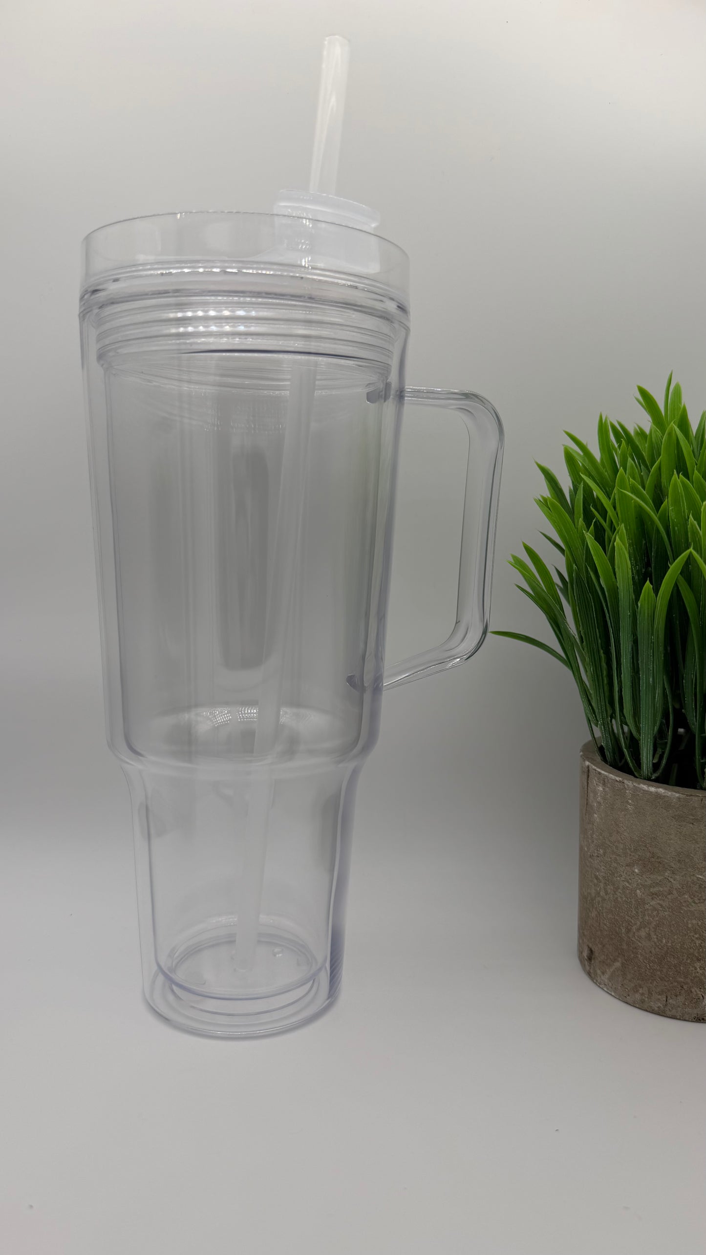 30oz Acrylic Handle Tumbler | Leakproof Lid & Straw [Blank Cup]