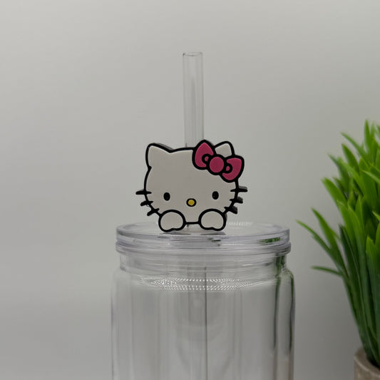 Kitty Pink Straw Topper