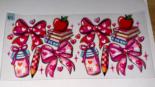 Teacher Pink Red Hearts