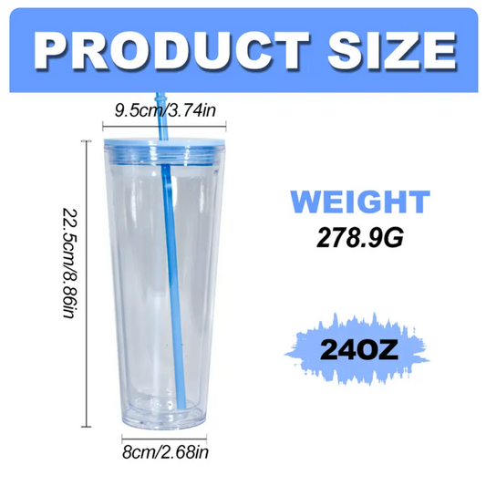 24oz Acrylic Tumbler | Clear Lid & Straw
