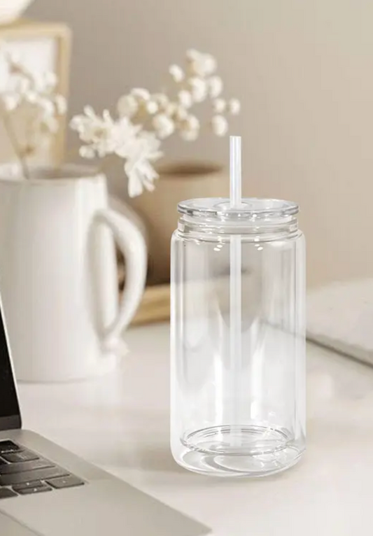 16oz Acrylic Tumbler | Plastic Lid & Straw